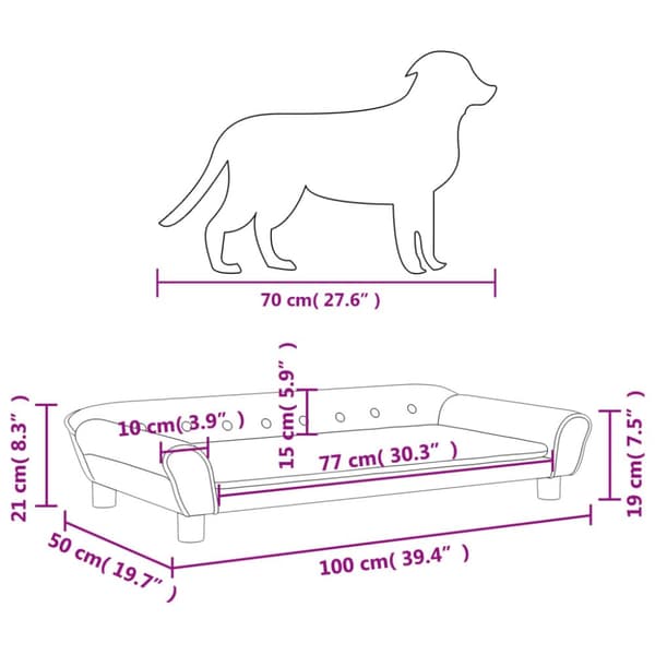 hundeseng 100x50x21 cm velour blå