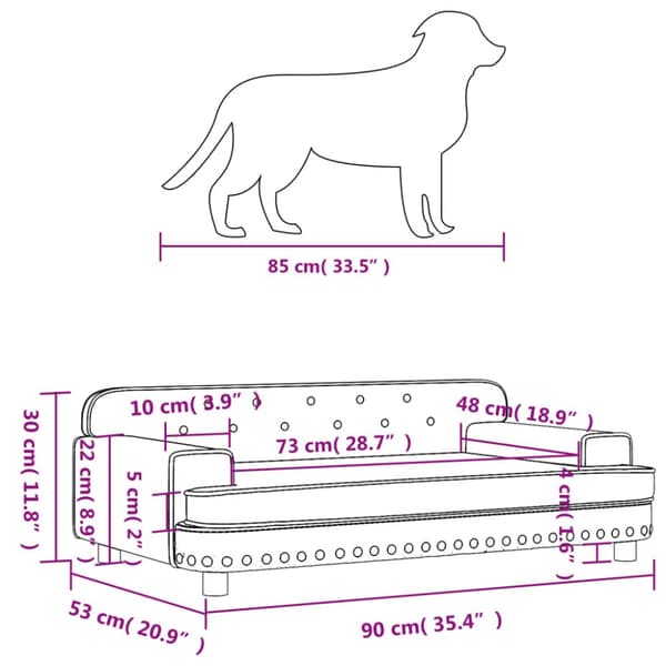 hundeseng 90x53x30 cm velour lysegrå