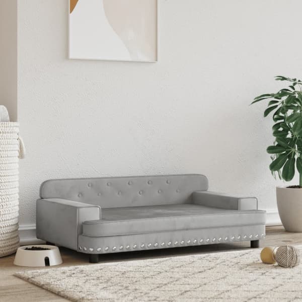 hundeseng 90x53x30 cm velour lysegrå