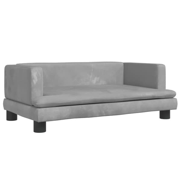 hundeseng 80x45x30 cm velour lysegrå