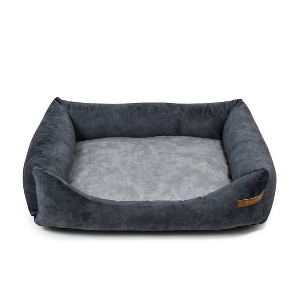 Frida økologisk hundeseng, ortopædisk hundeseng, grafit med farver, størrelse S-XL