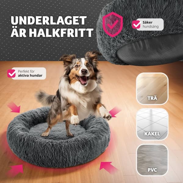Hundbädd Maja med tjock stoppning och lång plysch - Ø 60 cm