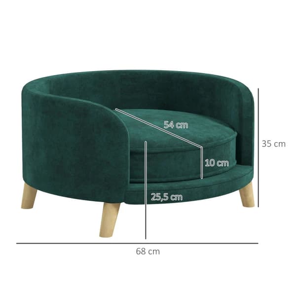 Rootz koiransänky - Paksu tyyny - Koirasohva - Tyylikäs muotoilu - Lemmikkieläinsohva - Eukolyptus - Eukalyptuspuu - Vihreä - 68L x 68W x 35K cm