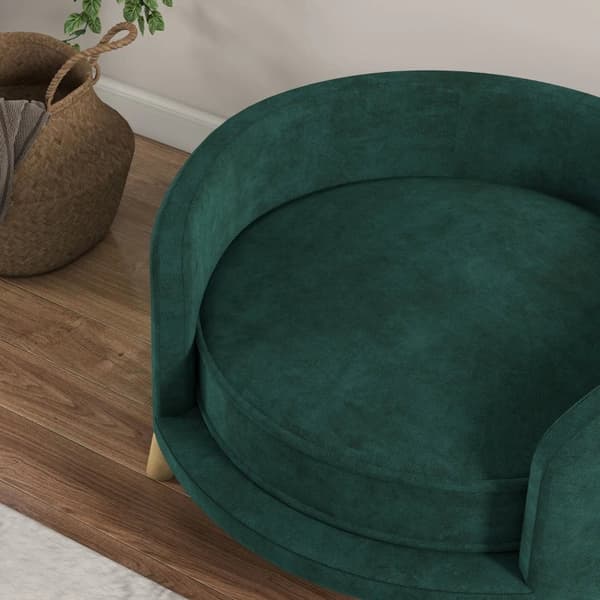 Rootz koiransänky - Paksu tyyny - Koirasohva - Tyylikäs muotoilu - Lemmikkieläinsohva - Eukolyptus - Eukalyptuspuu - Vihreä - 68L x 68W x 35K cm