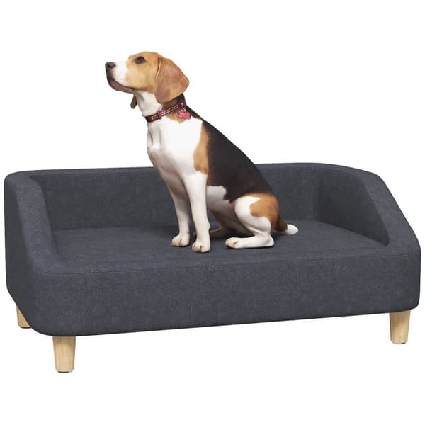 Rootz Hundesofa - Pet Sofa - Medium - Store Hunde - Hundesofa - Hævet Design - Hundestol - Træben - Skum - Plast - Mørkegrå - 95 X 63 X 39 Cm