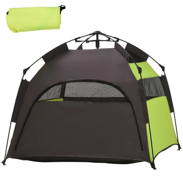 Rootz Pet Telt - Hundetelt - Udendørs dyretelt - Jordspyd + Transporttaske - Grøn + Sort - 110cm x 110cm x 85cm