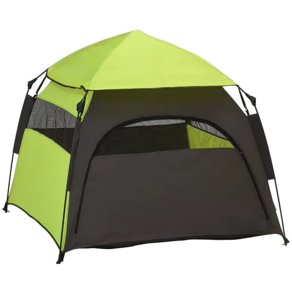 Rootz Pet Telt - Hundetelt - Udendørs dyretelt - Jordspyd + Transporttaske - Grøn + Sort - 110cm x 110cm x 85cm