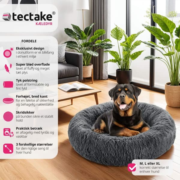 Hundeseng Maja med polstring og plys - Ø 80 cm