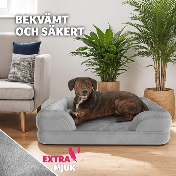 Ortopedisk hundbädd Kimba med hög kant - L (94 x 72 x 18 cm)