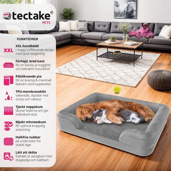 Ortopedisk hundbädd Kimba med hög kant - XL (112 x 85 x 18 cm)