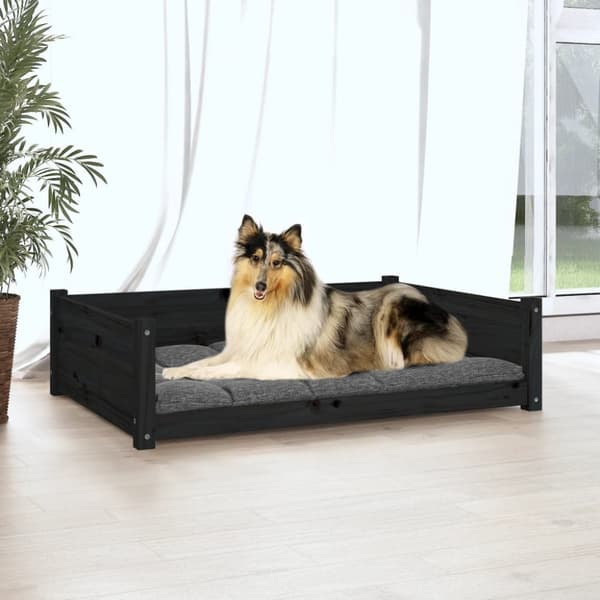 vidaXL Koiransänky musta 95,5x65,5x28 cm täysi mänty -  Koiranpedit