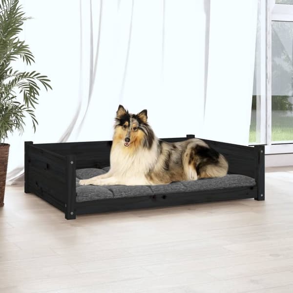 vidaXL Koiransänky musta 95,5x65,5x28 cm täysi mänty -  Koiranpedit