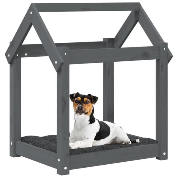 vidaXL hundeseng 61x50x70 cm massivt fyrretræ grå -  Hundesenge
