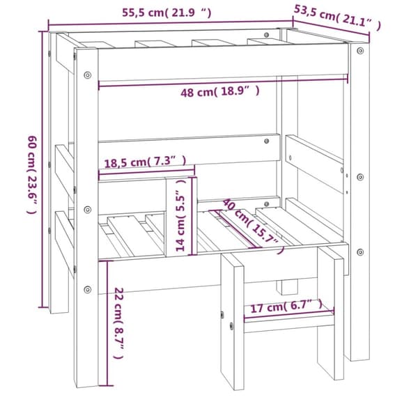 vidaXL Koiransänky harmaa 55,5x53,5x60 cm täysi mänty -  Koiranpedit