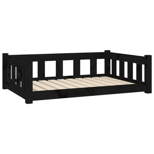 vidaXL hundeseng 95,5x65,5x28 cm massivt fyrretræ sort -  Hundesenge