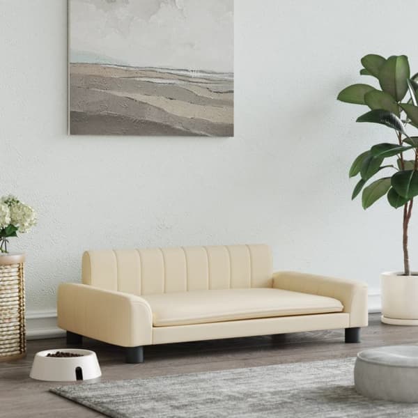 Koiransänky, kerma, 90x53x30 cm, verhoiltu kankaalla