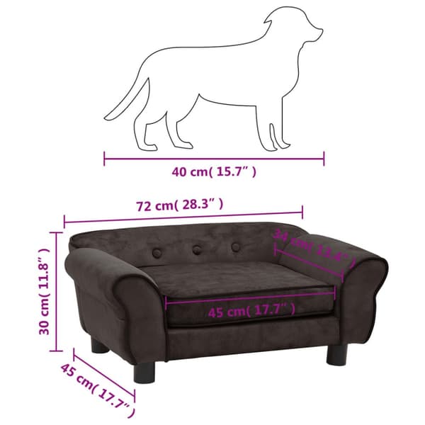 hundesofa 72x45x30 cm plys brun