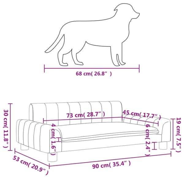 hundeseng 90x53x30 cm stof lysegrå