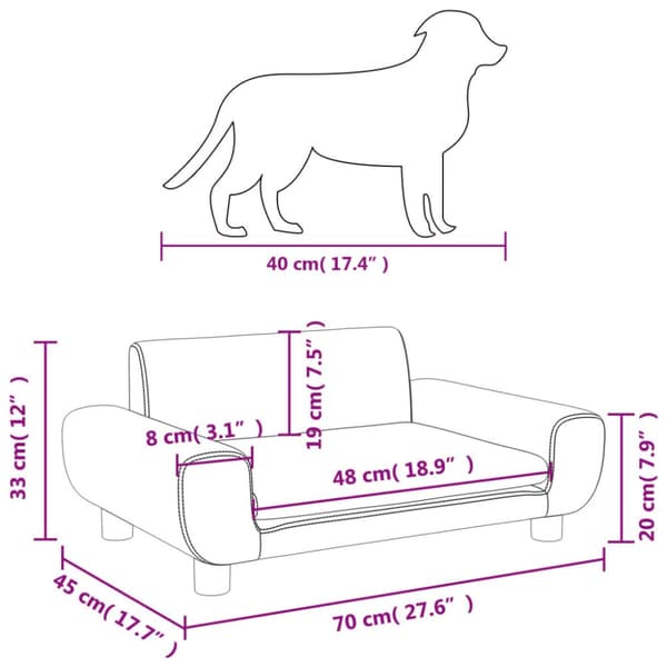 hundeseng 70x45x33 cm velour sort