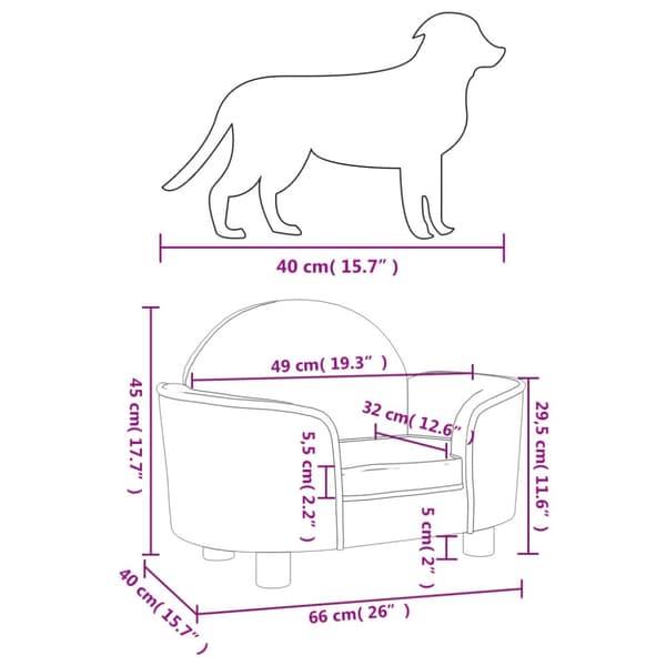 hundeseng 66x40x45 cm velour sort
