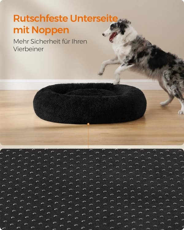 Rootz Plys Hundeseng - Dyreseng - Hyggelig pude - Blødt fyld - Blæk sort - 100 cm x 20 cm - Letvægts 2,7 kg