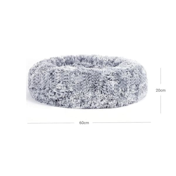 Rootz Donut -koiransänky - Lemmikkieläinsohva - Memory Foam -sänky - Pehmomateriaali - Mukava ja kestävä - 60cm x 20cm - Harmaa