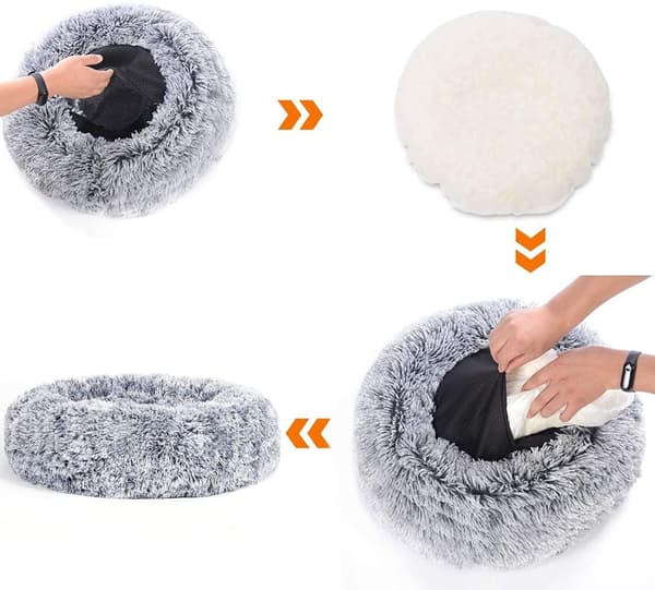 Rootz Donut -koiransänky - Lemmikkieläinsohva - Memory Foam -sänky - Pehmomateriaali - Mukava ja kestävä - 60cm x 20cm - Harmaa