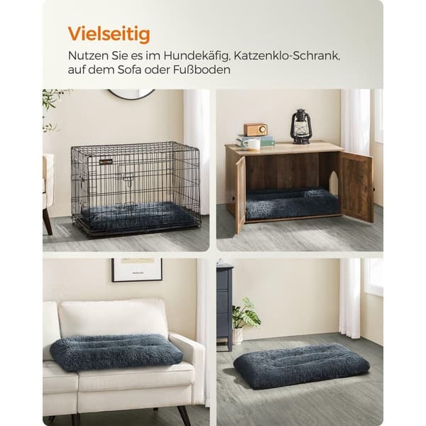 Rootz Dark Grey koiransänky - Lemmikkimatto - Pehmustettu sänky - PV-pehmomateriaali - PP-täyte - Liukumaton kangas - 95 cm x 60 cm x 10 cm - Kevyt 1,