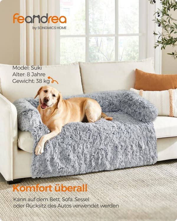 Rootz Ombre Grey Plys Hundeseng - Pet Sofa - Hyggelig pude - Vandtæt TPU belægning - Komfortabelt PP fyld - 122cm x 95cm x 18cm