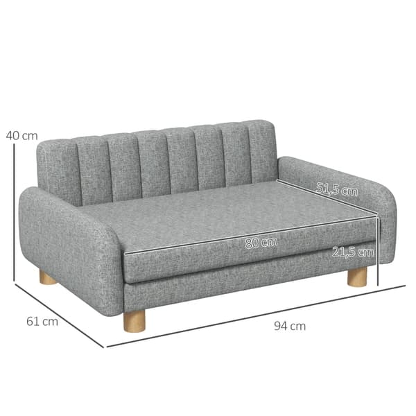 Rootz PawHut Hundeseng - Pet Lounger - Hundepude - Blød pude - Vaskbart betræk - Skridsikre fødder - 94W x 61D x 40H cm