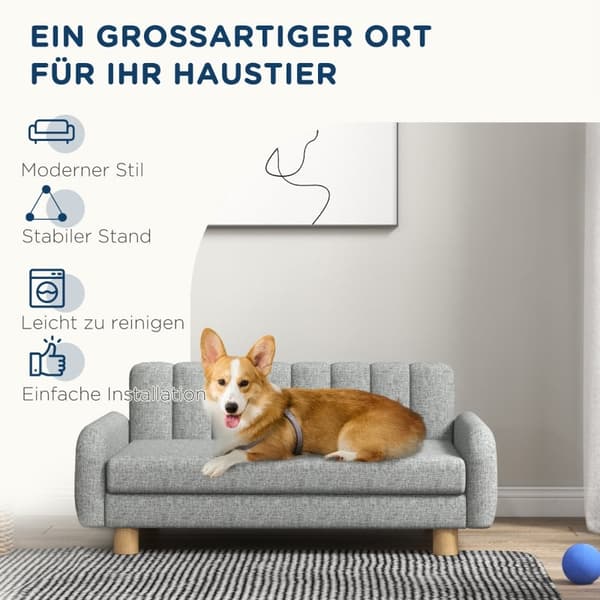 Rootz PawHut Hundeseng - Pet Lounger - Hundepude - Blød pude - Vaskbart betræk - Skridsikre fødder - 94W x 61D x 40H cm