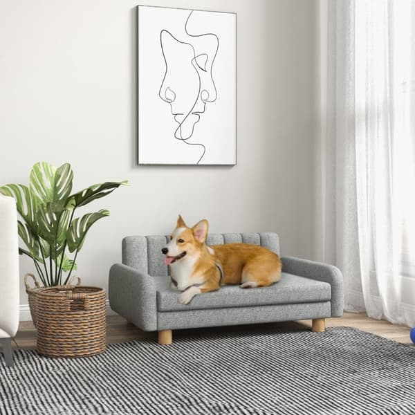 Rootz PawHut Hundeseng - Pet Lounger - Hundepude - Blød pude - Vaskbart betræk - Skridsikre fødder - 94W x 61D x 40H cm