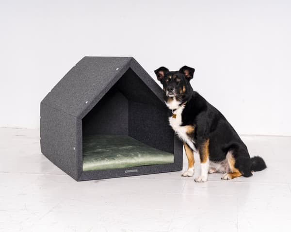 Rexproduct Pethome 2.0 moderne økologisk hundegård lysegrå med farverig madras
