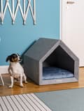 Miniatyrbild 3 av 7: Rexproduct Pethome 2.0 modern ekologisk hundkoja ljusgrå med färgglad madrass
