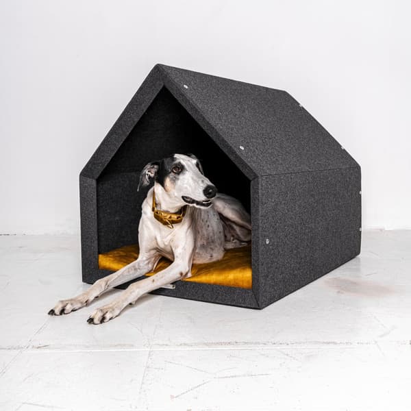 Rexproduct Pethome 2.0 moderne økologisk hundegård lysegrå med farverig madras