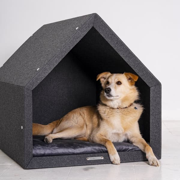 Rexproduct Pethome 2.0 moderne økologisk hundegård lysegrå med farverig madras