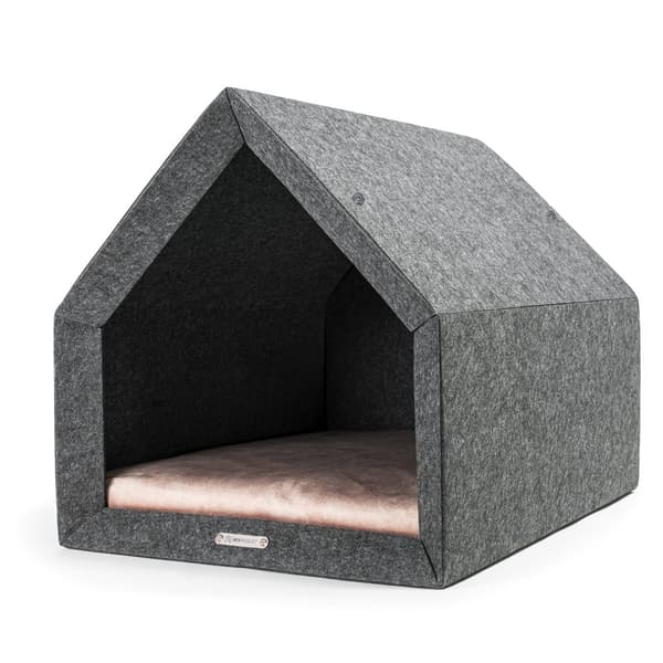 Rexproduct Pethome 2.0 moderne økologisk hundegård lysegrå med farverig madras