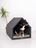 Miniatyrbild 3 av 7: Rexproduct Pethome 2.0 modern ekologisk hundkoja ljusgrå med färgglad madrass