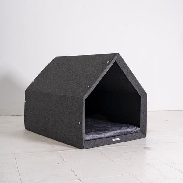 Rexproduct Pethome 2.0 modern ekologisk hundkoja ljusgrå med färgglad madrass