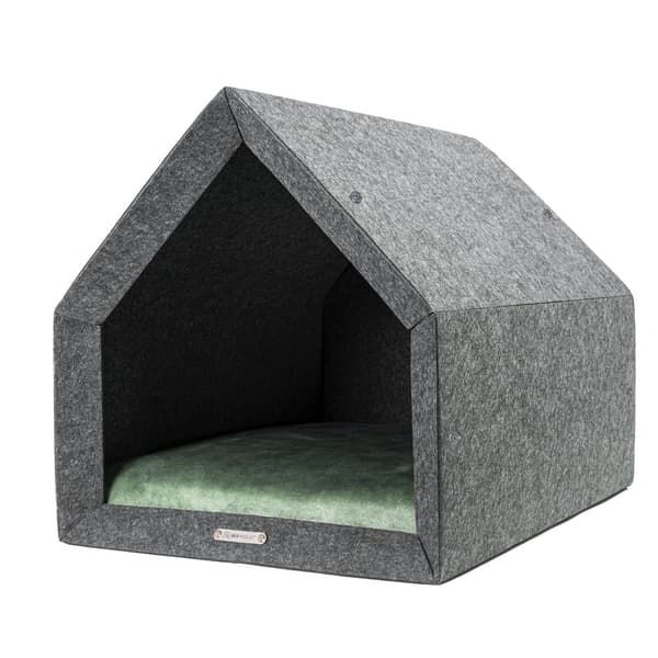 Rexproduct Pethome 2.0 modern ekologisk hundkoja ljusgrå med färgglad madrass