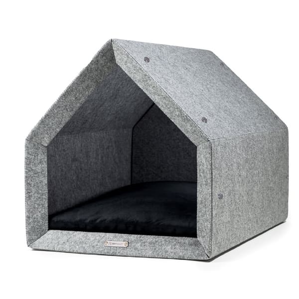Rexproduct Pethome 2.0 moderne økologisk hundegård lysegrå med farverig madras