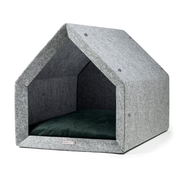 Rexproduct Pethome 2.0 moderne økologisk hundegård lysegrå med farverig madras