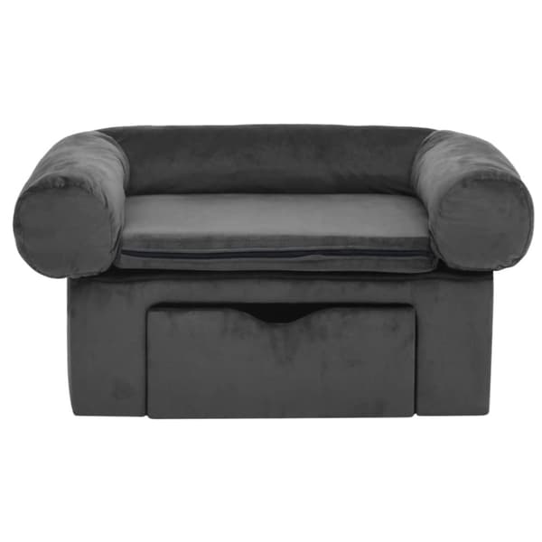 hundesofa med skuffe 75x50x38 cm plys mørkegrå