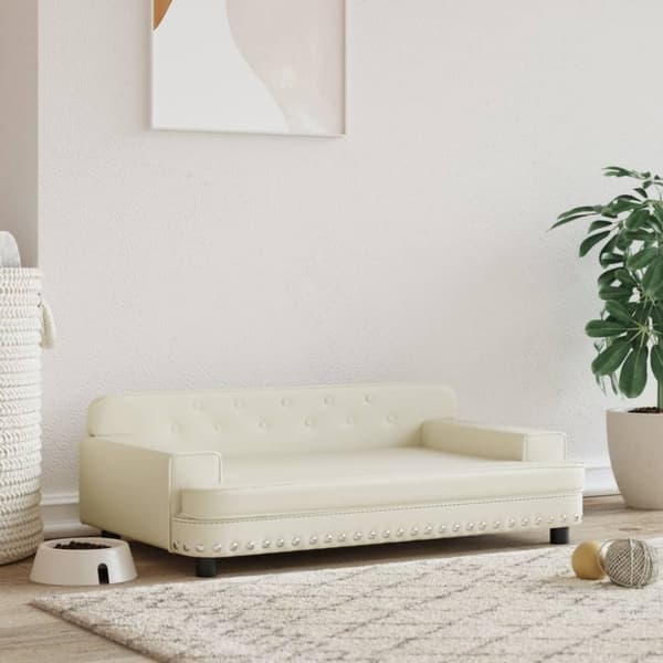 Koiran sänky, kerma, 90x53x30 cm, keinonahkaa