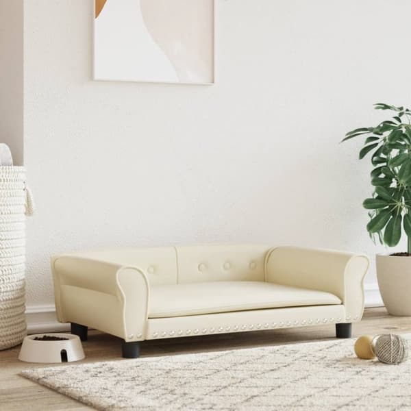 Koiran sänky, kerma, 95x55x30 cm, keinonahkaa