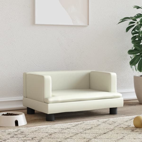 Koiran sänky, kerma, 60x40x30 cm, keinonahkaa