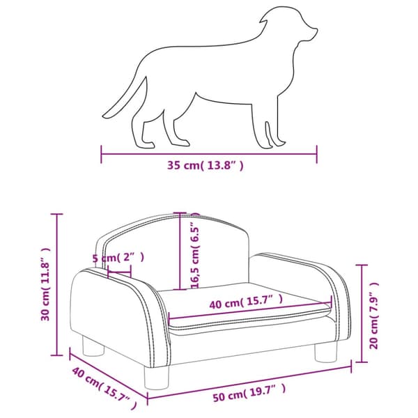 hundeseng 50x40x30 cm kunstlæder cremefarvet