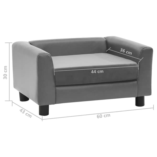 hundesofa 60x43x30 cm plys og kunstlæder grå