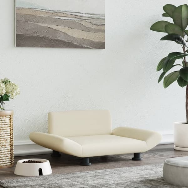 Koiran sänky, kerma, 70x45x28 cm, keinonahkaa