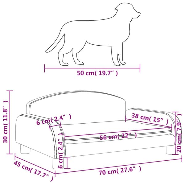 hundeseng 70x45x30 cm stof brun